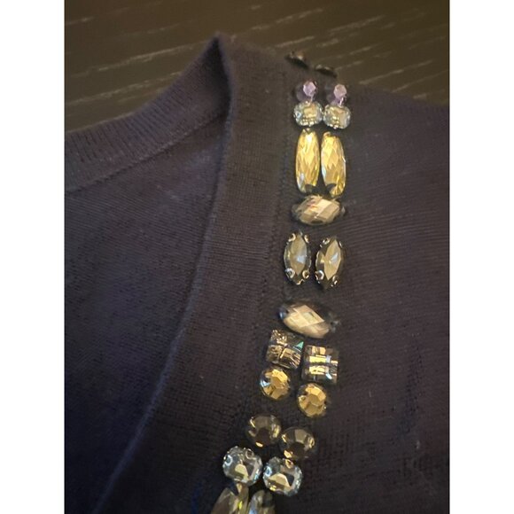 Tommy Bahama Navy V-Neck Sweater Embellished Neckline XL - Picture 4 of 6